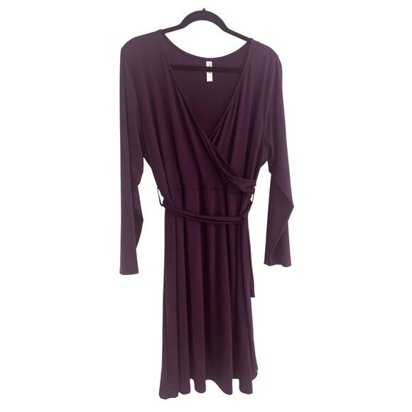 24seven Dark Purple Comfort Apparel Soft Long Sleeve Dress Size 2X 18 20 Plus Sz - Picture 4 of 8